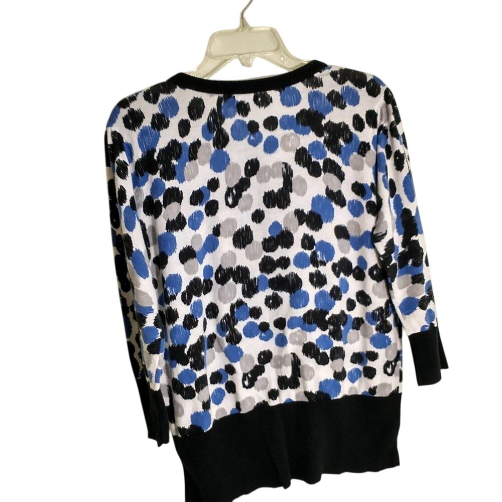 AB Studio Women's XL Cardigan Sweater Multicolor Polka Dot 3/4 Sleeve Cotton - Picture 5 of 16